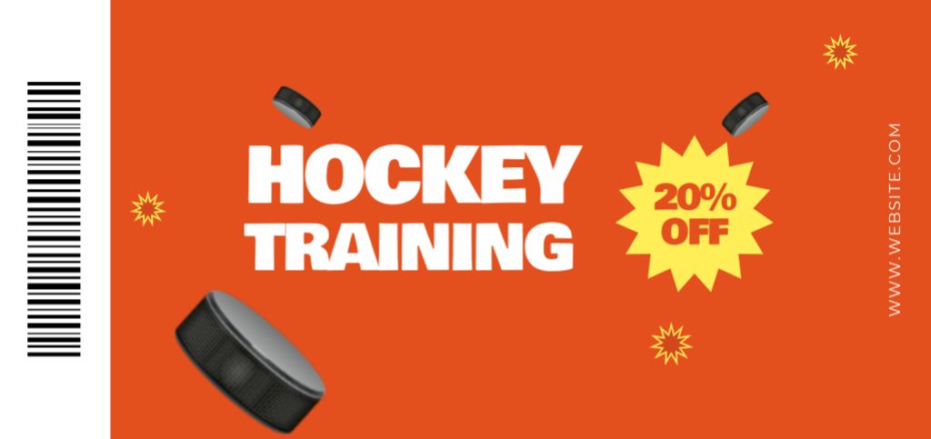 Plantilla de diseño de Hockey Practice Sessions Promotion with Hockey Pucks And Discount Coupon Din Large 