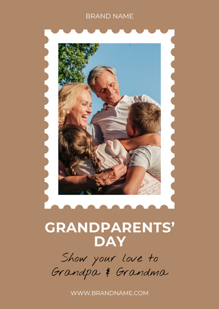Ontwerpsjabloon van Postcard A6 Vertical van Kortingen voor gezinsfotoshoots op grootoudersdag