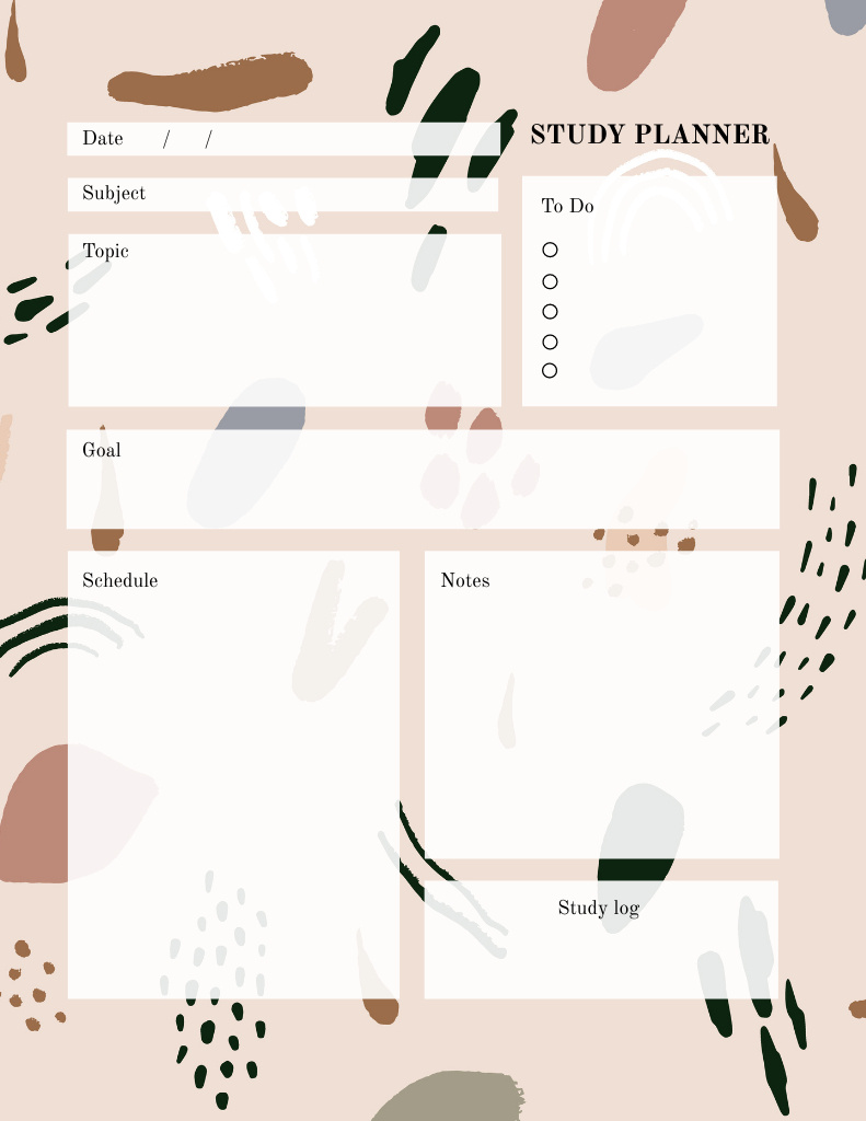 Personal Study Planner Notepad 8.5x11in Design Template