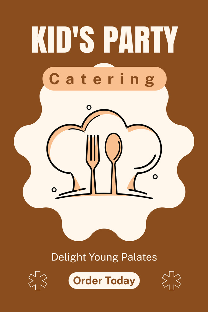 Catering Advertising for Children's Parties with Cute Illustration Pinterestデザインテンプレート