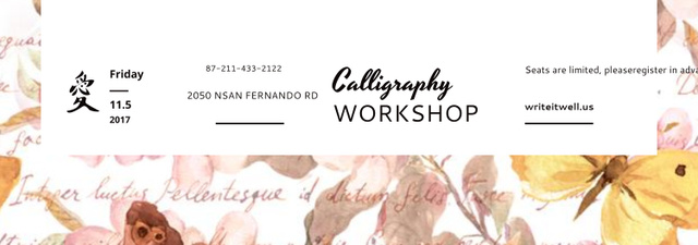 Platilla de diseño Calligraphy Workshop Announcement Watercolor Flowers Tumblr