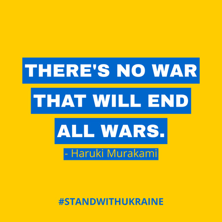 Plantilla de diseño de Cita de detener la guerra en amarillo y azul Instagram 