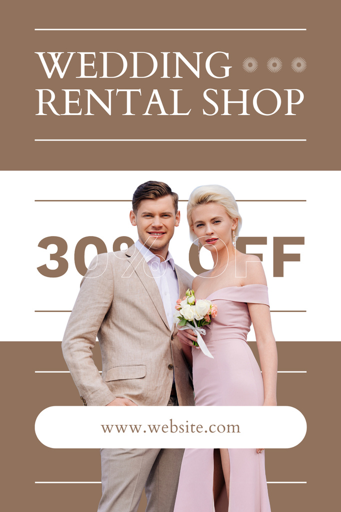 Modèle de visuel Discount on Wedding Clothes Rental - Pinterest