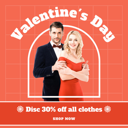 Ontwerpsjabloon van Instagram AD van Valentijnsdagkorting op alle feestkleding