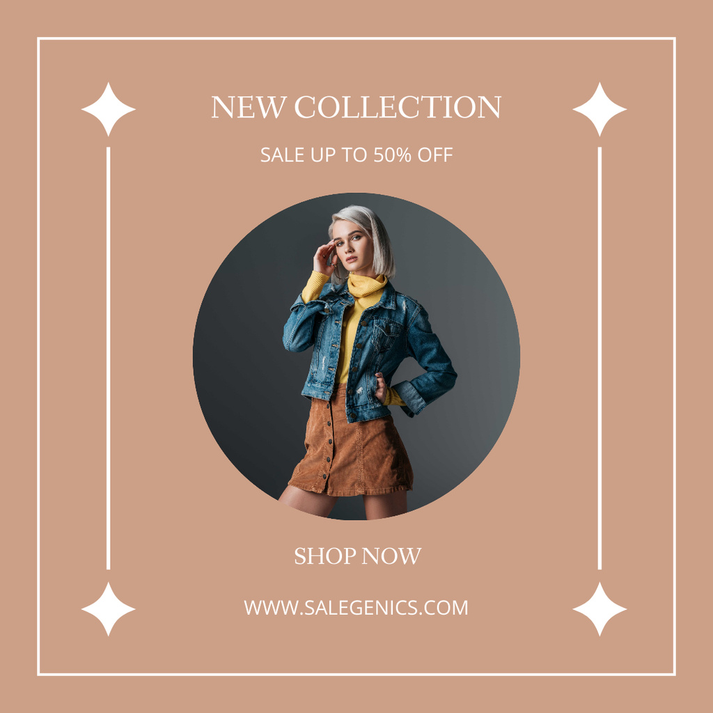 Template di design Female Fashion Clothes Sale with Young Stylish Blonde Instagram