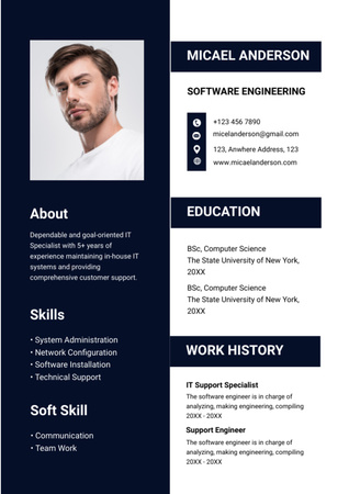 ソフトウェア工学のスキル Resumeデザインテンプレート
