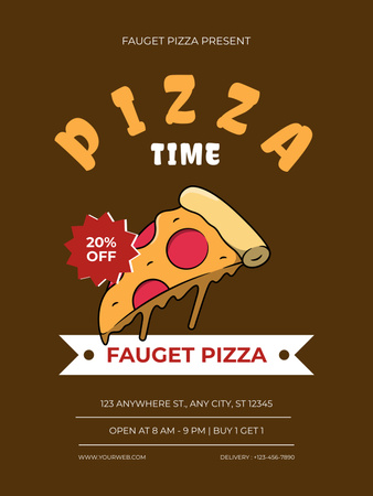 Ontwerpsjabloon van Poster US van Kortingstijd voor smakelijke pizza