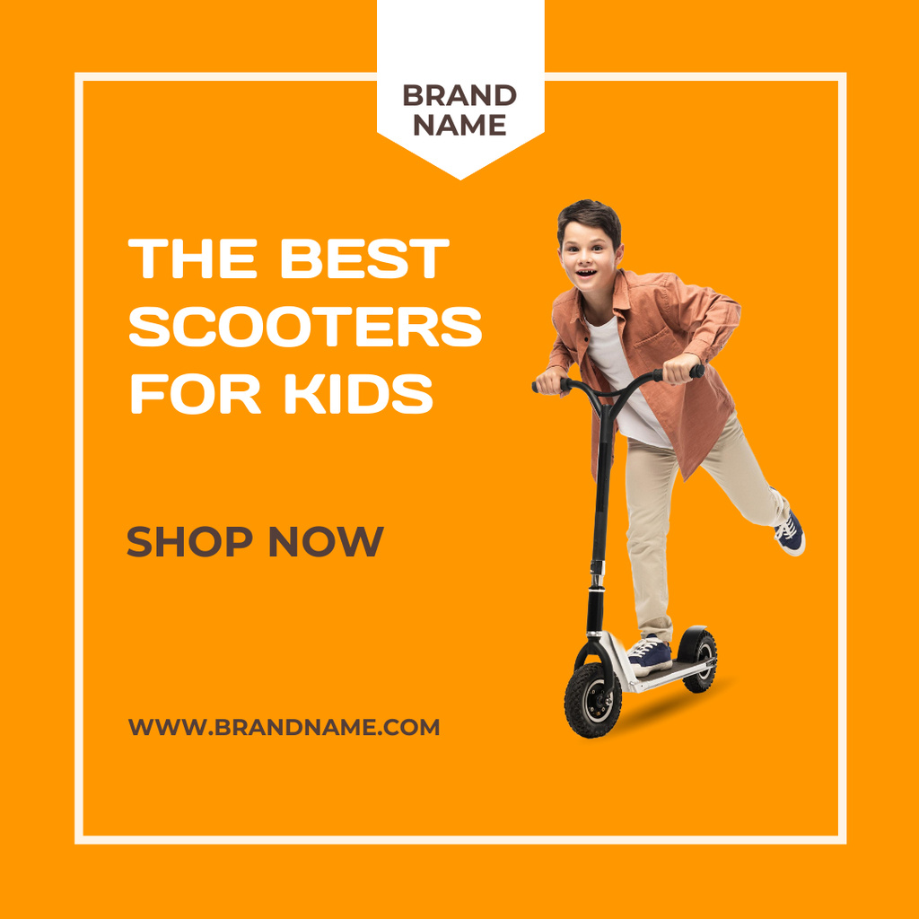 Promotion for Children's Scooter Shop In Orange Instagram Modelo de Design