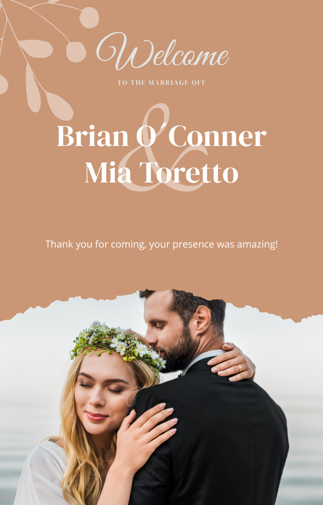 Wedding Welcome Invitation with Attractive Bride and Groom Invitation 4.6x7.2in Design Template
