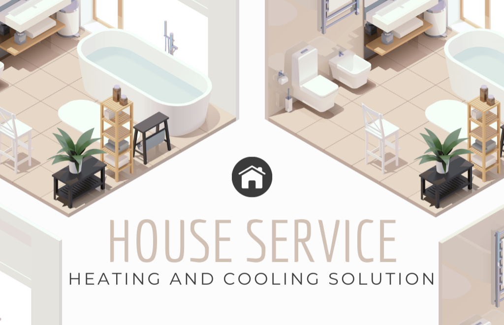 Heating and Cooling Solutions for House Business Card 85x55mmデザインテンプレート