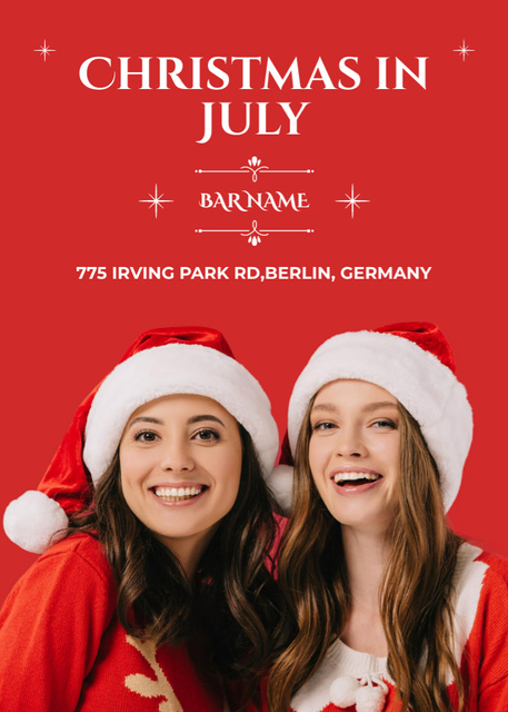 Christmas in July Event with Awesome Young Women Flayer Design Template
