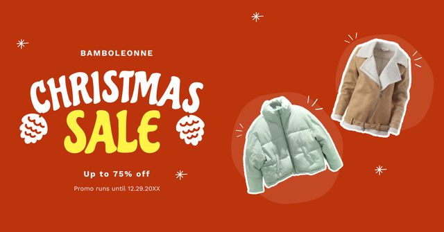Template di design Christmas Sale of Winter Wear Orange Facebook AD