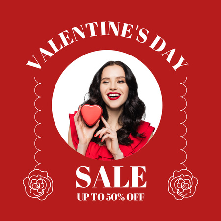 Valentin-napi akciós ajánlat gyönyörű barnával pirosban Instagram AD tervezősablon