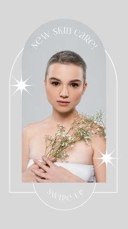 Plantilla de diseño de Skincare Offer with Young Woman Instagram Story 