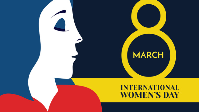 Women's Day Announcement with Creative Female Portrait FB event cover – шаблон для дизайну