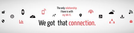 Wi-fi connection Ad with icons Twitter – шаблон для дизайна