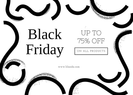 Black Friday Ad with Ribbons Pattern Flyer A6 Horizontal Design Template
