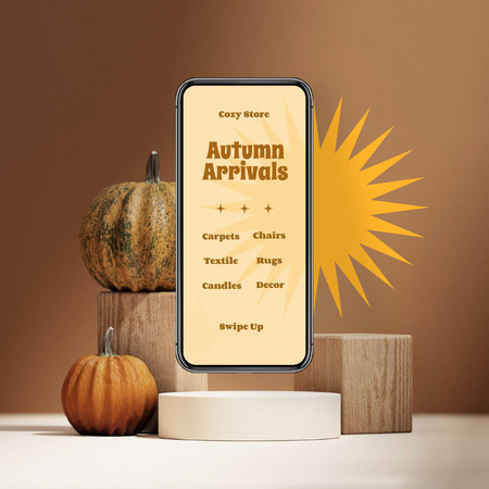Autumn Sale Announcement with Pumpkins Instagram Design Template