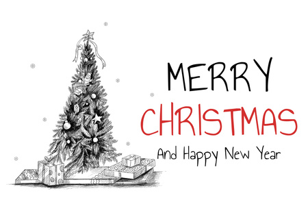 Designvorlage Herzliche Glückwünsche zu Weihnachten und Neujahr mit Illustration für Postcard