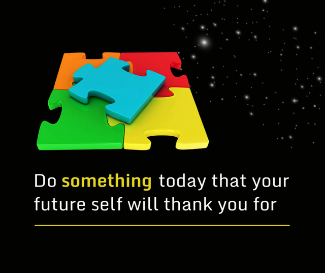 Inspirational Quote with Colorful Puzzles Facebookデザインテンプレート