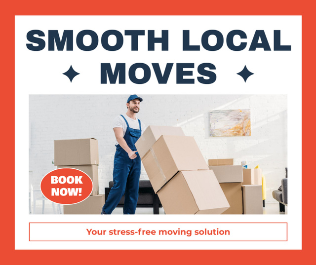 Services of Smooth Moving with Stuck of Boxes Facebookデザインテンプレート