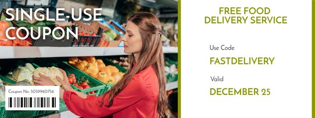 Designvorlage Free Delivery Grocery Store für Coupon
