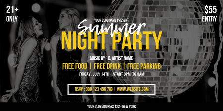 Summer Night Party Announcement Twitter Πρότυπο σχεδίασης