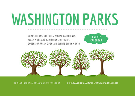 Park Event Announcement with Green Trees Flyer A6 Horizontal Design Template