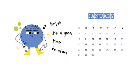 Ontwerpsjabloon van Calendar van Illustration of Funny Character