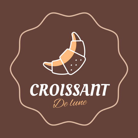 Bakery Ads with Croissant Illustration Logo Design Template