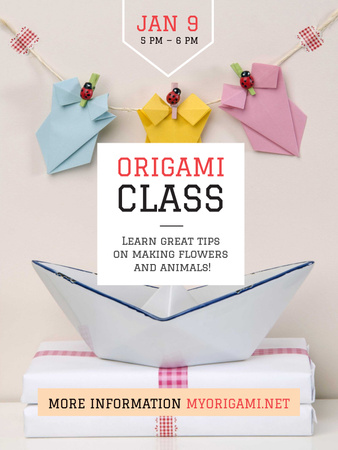 Origami Classes Invitation Paper Garland Poster US Modelo de Design