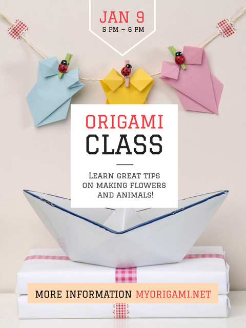 Plantilla de diseño de Origami Classes Invitation Paper Garland Poster US 