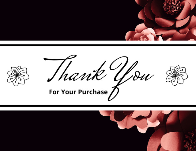 Thank You for Purchase Message with Paper Flowers Thank You Card 5.5x4in Horizontal tervezősablon