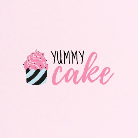 Bakery Ad with Yummy Sweet Cupcake Logo Design Template