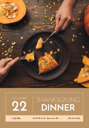 Designvorlage Thanksgiving Dinner Announcement with Dry Autumn Leaves für Poster 28x40in
