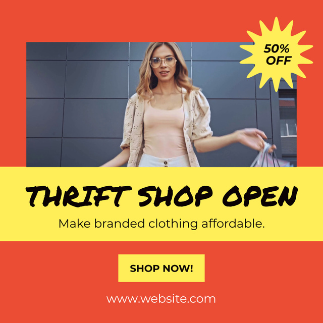 Ontwerpsjabloon van Animated Post van Thrift shopping sale orange