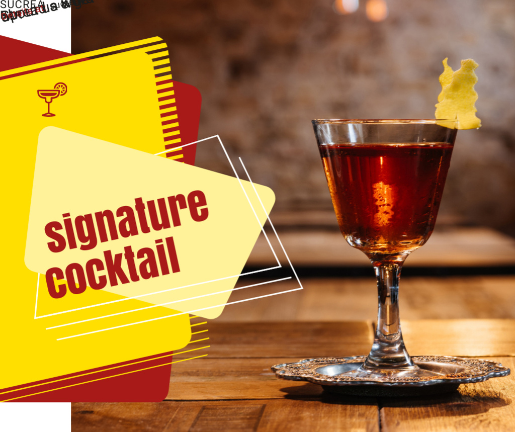 Ontwerpsjabloon van Facebook van Lovely Bar Promotion With Cocktail Glass