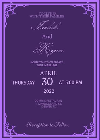 Platilla de diseño Marriage Celebration Announcement Invitation