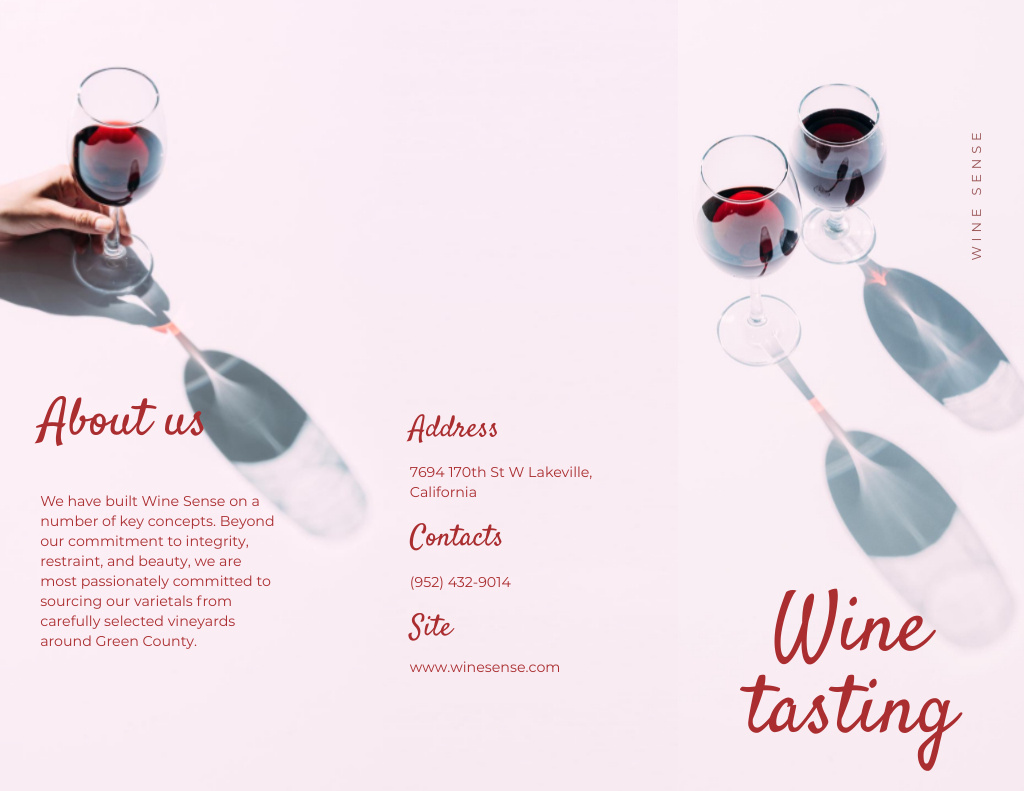 Wine Tasting with Wineglasses Brochure 8.5x11in Design Template