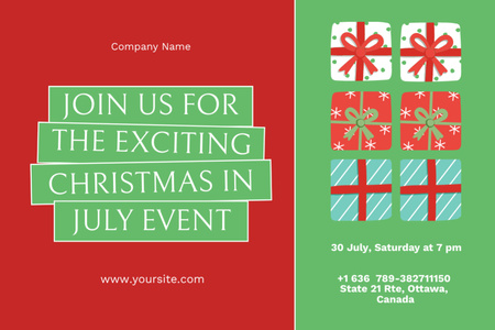 July Christmas Celebration Announcement Postcard 4x6in Design Template