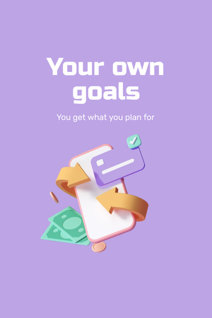 Template di design Business Goals with Money and Phone Pinterest