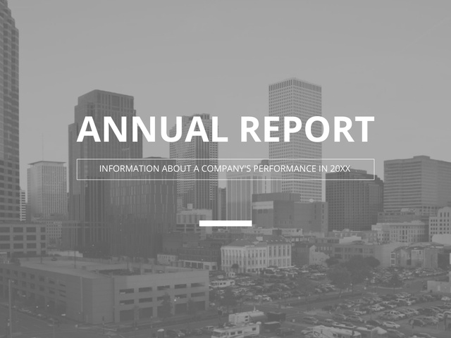 Annual Business Report with Cityscape Presentation Modelo de Design