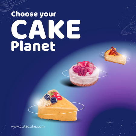 Bakery Ad with Pieces of Cakes Instagram Modelo de Design