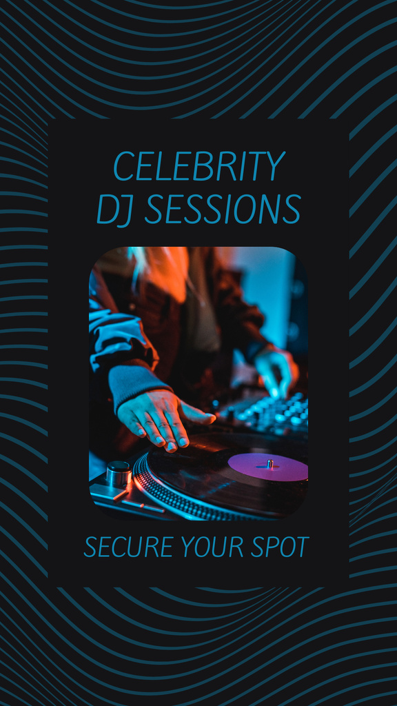 Plantilla de diseño de DJ Playing Music in Night Club in Neon Light Instagram Story 