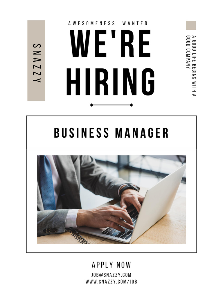 Szablon projektu Business Manager Vacancy Offer Poster US