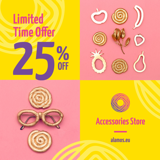 Ontwerpsjabloon van Instagram van Shiny Female Accessories Sale Announcement