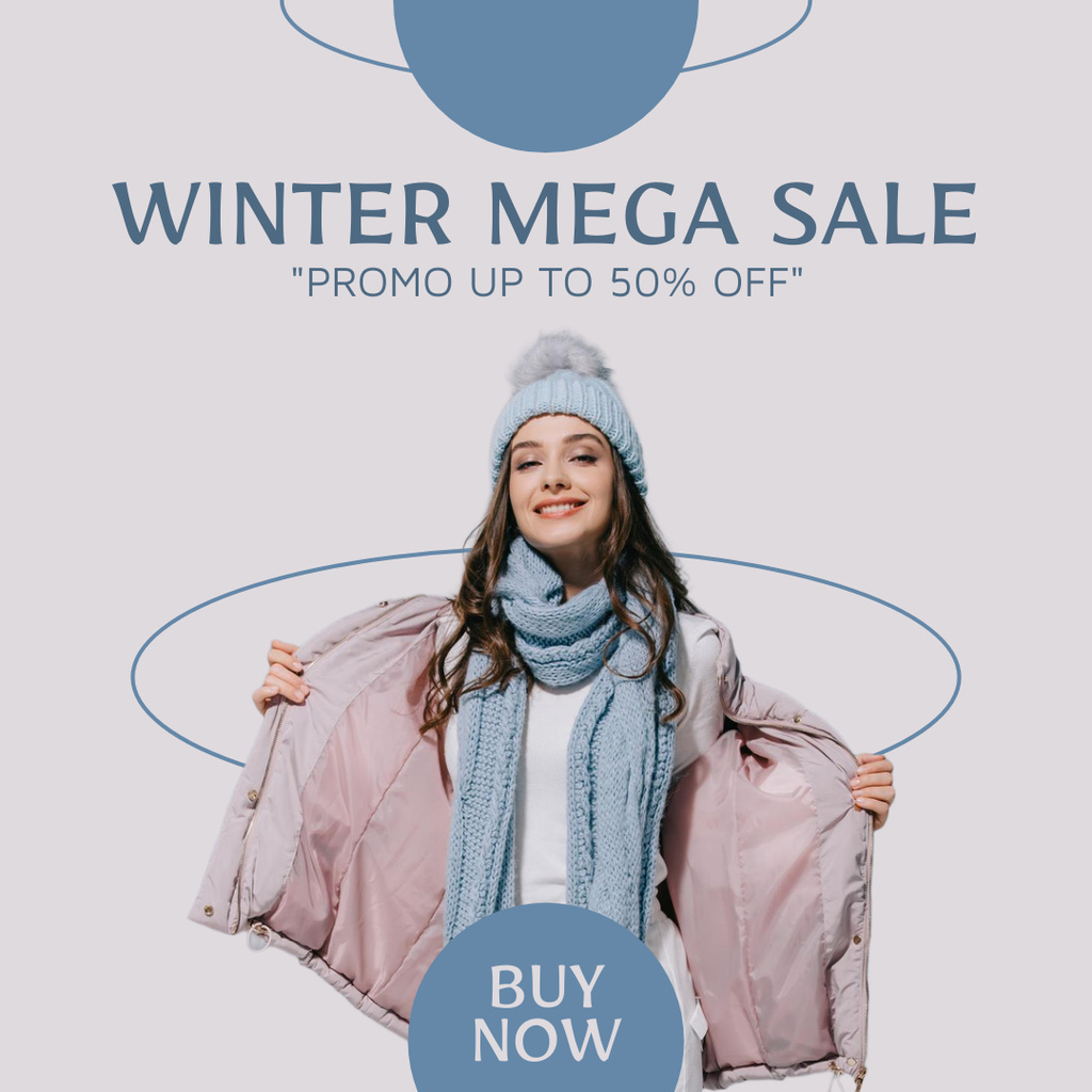 Promo Discounts for Mega Winter Sale Instagram tervezősablon