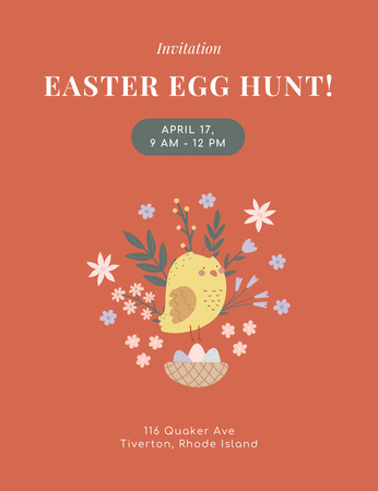 Easter Party and Egg Hunt Invitation 13.9x10.7cm Tasarım Şablonu