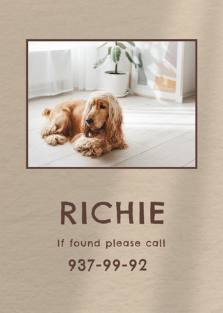 Lost Dog information with cute pet Flayer Design Template