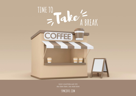 Illustration of Coffee House Poster A2 Horizontal tervezősablon